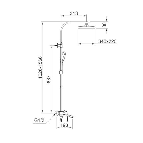 Душевая стойка Raglo R01.24.06 настенная цвет черный - фото 2