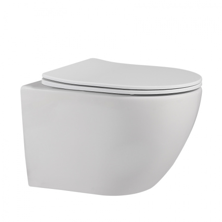 Унитаз подвесной Abber Bequem AC1100MW белый матовый с сиденьем микролифт безободковый каскадный смыв