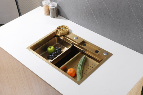 Мойка кухонная ABBER Wasser Kreis AF2194GAF2194G 68x46 цвет золото - фото 2