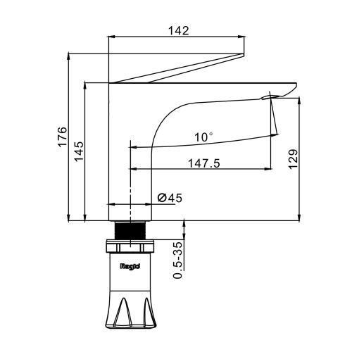 Смеситель Raglo R21 R21.10.09 на раковину серый - фото 2