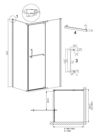 Душевой уголок Grossman Pragma 120.K33.03.1010.10.00 100х100 стекло прозрачное профиль хром без поддона