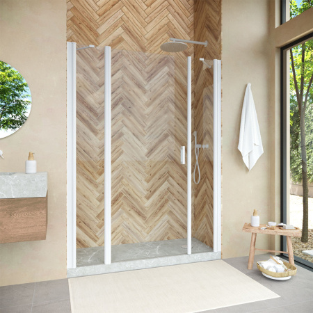 Душевая дверь Vegas-Glass EP-2F NOVO EP-2F NOVO 155 01 01 L 155х189 стекло прозрачное профиль белый