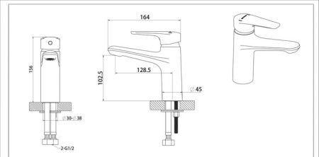 Смеситель для раковины Bravat ARDEN F1351385CP-RUS на столешницу хром
