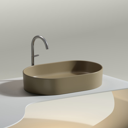 Раковина из сантехнического фарфора Ceramica Nova ELEMENT CN6048MC 61х39 накладная цвет капучино матовый без отверстий под смеситель