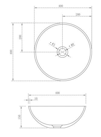 Раковина из искусственного камня Abber STEIN AS2608 40х40 накладная цвет белый без отверстий под смеситель