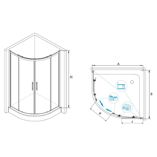 Душевой уголок RGW Hotel 03065100-11 100х100 стекло прозрачное профиль хром глянцевый без поддона - фото 3