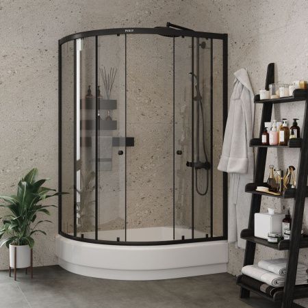Душевой уголок Parly ZEM1201ВR 120х80 стекло прозрачное профиль черный с поддоном