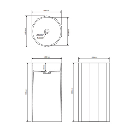 Раковина из искусственного камня Dea Design Washbasins DD2026 480 R7 50х50 напольная цвет синий без отверстий под смеситель