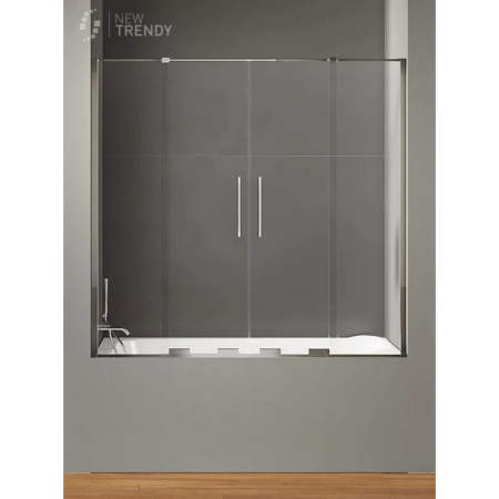 Душевая шторка на ванну New Trendy SMART EXK-4104 140х150 стекло прозрачное профиль хром глянцевый ориентация универсальная