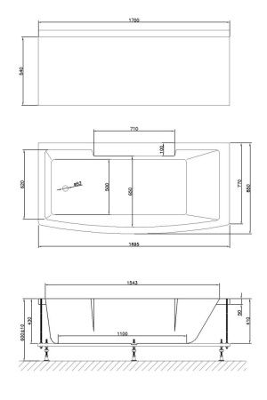 Ванна акриловая Royal Bath FATO RB326100 170х85 пристенная асимметричная без каркаса