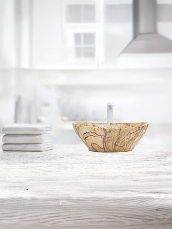 Раковина из сантехнического фаянса WeltWasser WW SK 10000004552 30 см накладная цвет бежевый/коричневый без отверстий под смеситель