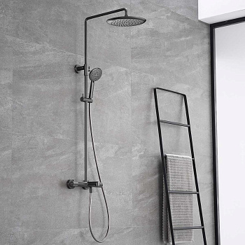 Душевая стойка Vincea Desire VSFS-1D1TGM настенная цвет вороненая сталь