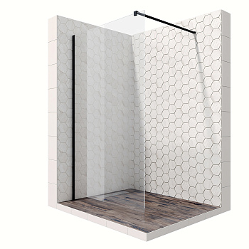 Душевая перегородка Ambassador Walk-in 15031111 110х200 стекло прозрачное профиль черный