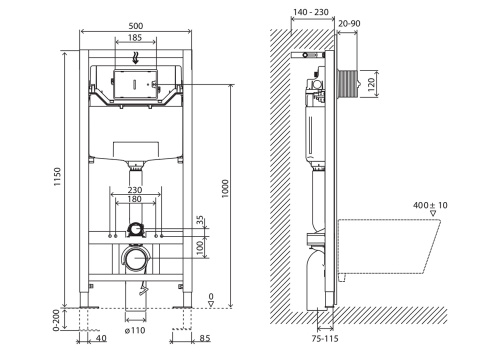 Инсталляция с кнопкой BelBagno  BB001-120/BB014-SR-BIANCO - фото 5