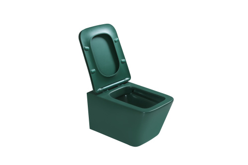 Унитаз подвесной SantiLine SL-5007G цвет зеленый матовый с сиденьем микролифт безободковый смыв воронка-водоворот - фото 4