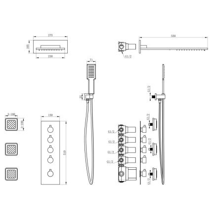 Душевая система Wonzon & Woghand WW-D4100-MW встраиваемая в стену цвет белый с термостатом