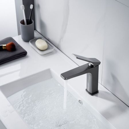 Смеситель Shevanik S4601T на раковину оружейная сталь
