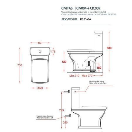 Чаша унитаза напольная Artceram CIVITAS CIV004 03 00 цвет черный без сиденья и без бачка смыв торнадо