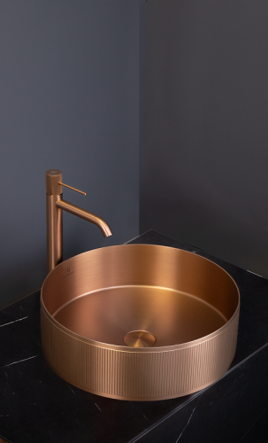 Раковина из нержавеющей стали AltroBagno Costoso AltroBagnoCostoso001007RaSp 40х40 накладная цвет медь матовая - фото 4