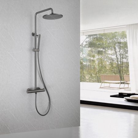 Душевая стойка Abber AF8160NG настенная цвет серый с термостатом