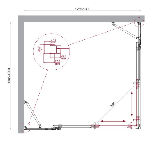 Душевой уголок BelBagno LUCE LUCE-AH-22-130/120-C-Cr 130х120 стекло прозрачное профиль хром глянцевый без поддона - фото 2
