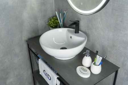 Раковина керамическая Gid Esfera 51101 50х50 накладная цвет белый 1 отверстие под смеситель