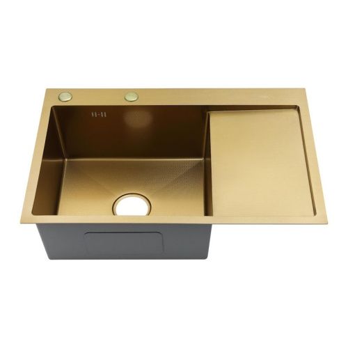 Кухонная мойка Fmark FSC7550C-L 75х50 цвет золото поверхность матовая - фото 2