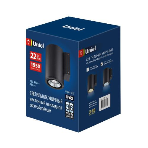 Уличный настенный светильник Uniel ULU-S21С-22W/6400K IP65 BLACK - фото 2
