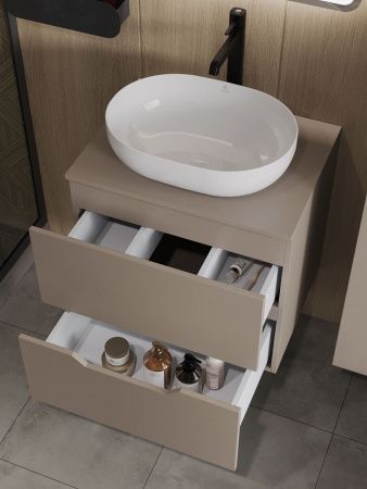 Тумба с раковиной Orange Line Li-60TuLMDF+B05-480W 60х50 подвесная цвет бежевый