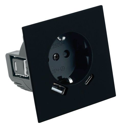 Розетка 1-местная з/ш с/з 16А + USB + Type C Stekker Мия 50452 - фото 2