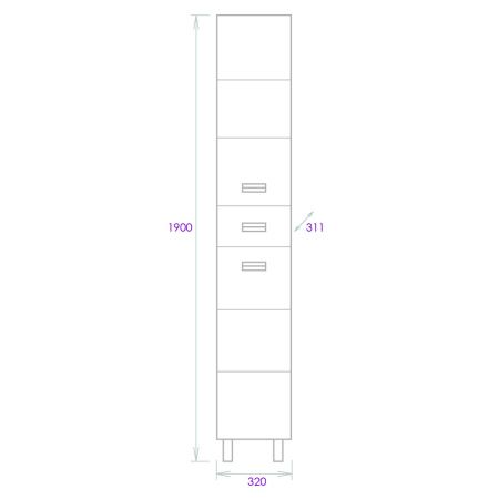 Шкаф-пенал Onika Балтика 403220 30х190 напольный цвет белый