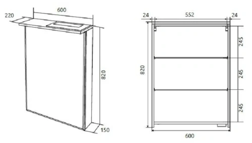 Зеркало-шкаф 1MarKa Соната Ц0000007617 60х22х82 подвесной цвет белый - фото 2 Зеркало-шкаф 1MarKa Соната Ц0000007617 60х22х82 подвесной цвет белый - фото 2