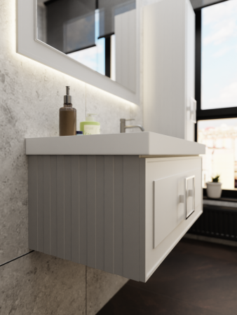 Тумба с раковиной La Fenice CUBO NFNC-01-CUB-C-90-1-90R 90х50 подвесная цвет бежевый