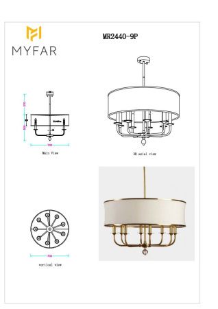 Люстра на штанге Myfar Maria (Мариа) MR2440-9P