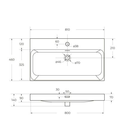 Раковина керамическая BelBagno Marino-Cer BB-8078-80 80х50 накладная цвет белый 1 отверстие под смеситель