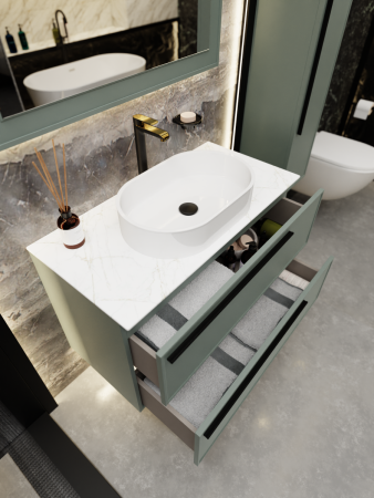 Тумба со столешницей La Fenice ELBA TWIN NFNC-01-ELB-G-100-2-3-GG 100х50 подвесная цвет синий/серый