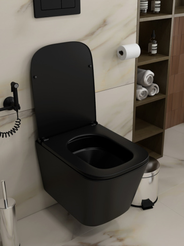 Унитаз подвесной Teymi Helmi T40311 черный с сиденьем микролифт безободковый смыв торнадо - фото 5