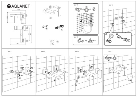 Смеситель для ванны с душем Aquanet Blanco AF420-20W настенный белый без термостата
