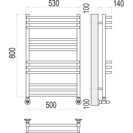 Полотенцесушитель водяной Terminus 4630080268401 55х80 хром