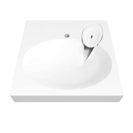 Раковина из литьевого мрамора Teymi Lori Pro T50412 59х59 над стиральной машиной цвет белый 1 отверстие под смеситель