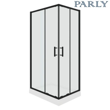 Душевой уголок Parly ZQ121B 120х80 стекло прозрачное профиль черный с поддоном