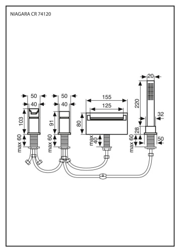 Смесители Emmevi Niagara 74120/CR на борт ванны хром - фото 2