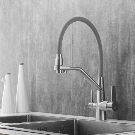 Смеситель для кухни Rose R558L на мойку сатин