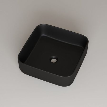 Раковина керамическая Iddis Bridge BRIBM04i27 40х40 накладная цвет черный без отверстий под смеситель