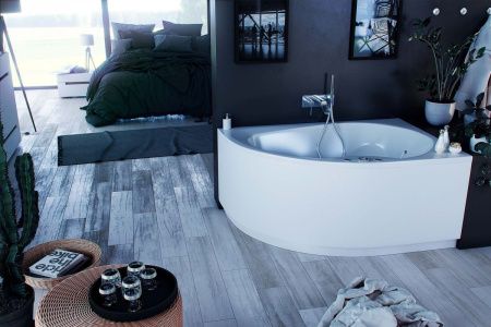 Ванна акриловая Aquatek Вирго VIR150-0000038 150х100 пристенная асимметричная с каркасом без ручек