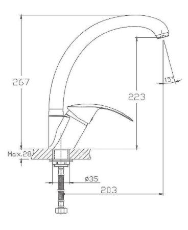 Смеситель для кухни Haiba HB21 HB4121-2 на мойку хром