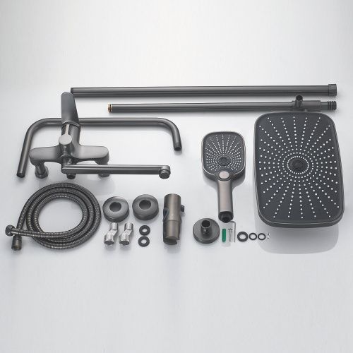 Душевая стойка Shevanik S6236T настенная цвет оружейная сталь - фото 5