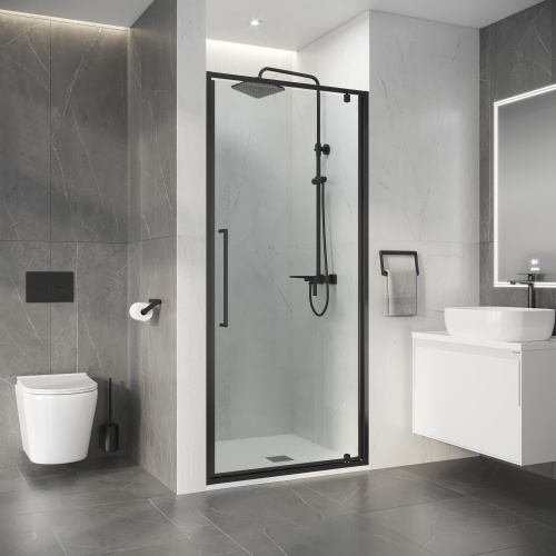 Душевая дверь Niagara Nova NG-35-8AGR 80х195 стекло прозрачное профиль графит матовый - фото 3