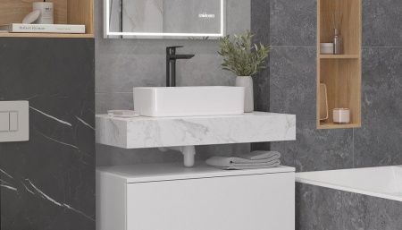 Столешница Velvex UNIT st.UNI.80-630 80х50 подвесная цвет белый