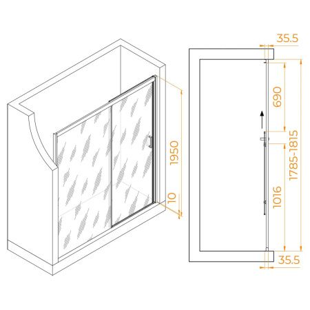 Душевая дверь RGW Passage 350801718-11 180х195 стекло прозрачное профиль хром глянцевый